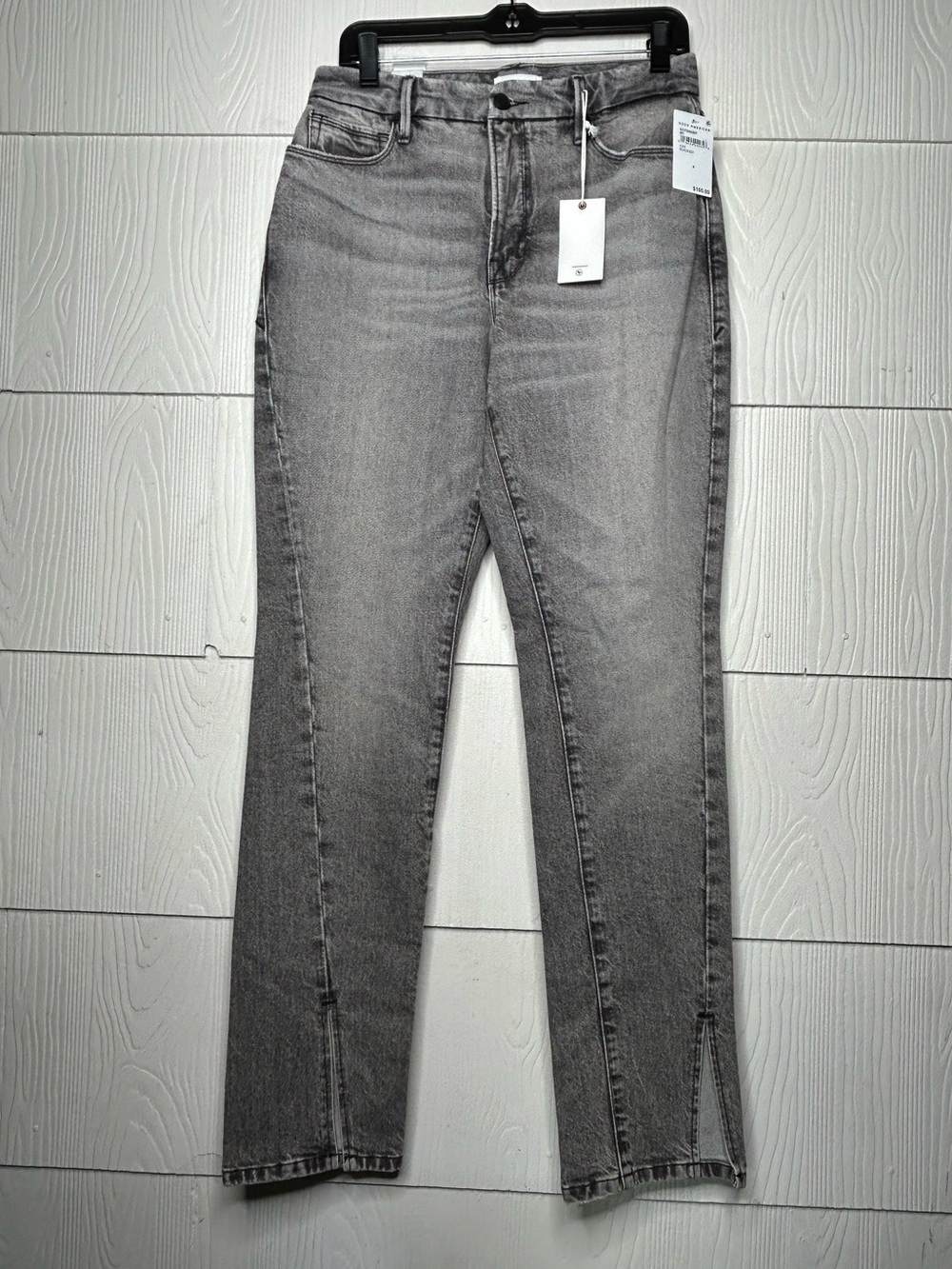 Good American Gray High-Rise Straight Leg Jeans